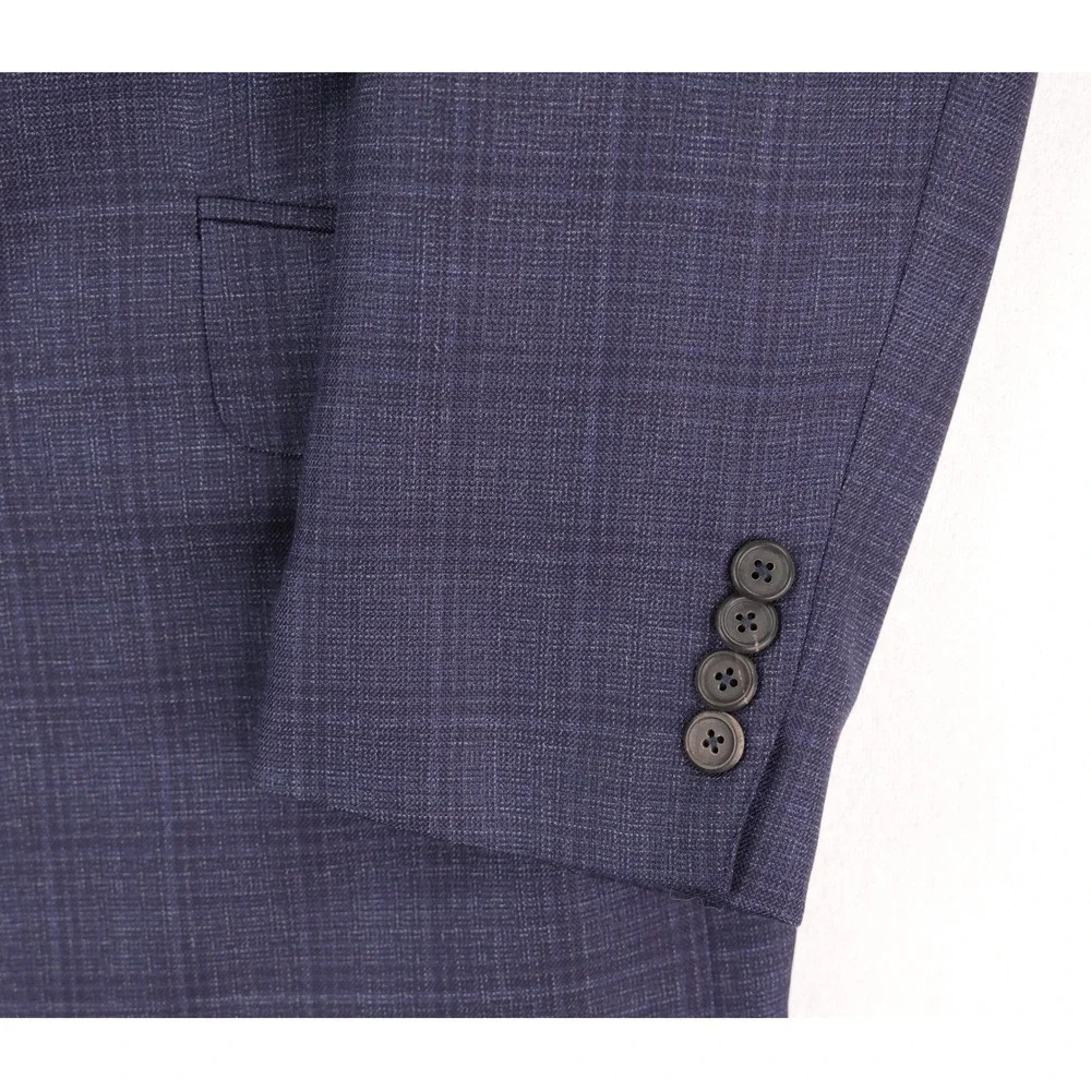 Dunhill London x Zegna Sport Coat 44L Blue Plaid Silk Wool Blazer Made in Italy